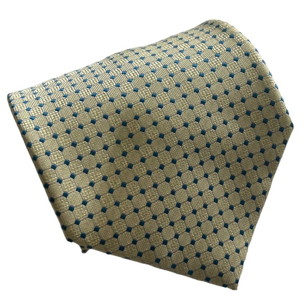 Giorgio Mariani Italy Light Yellow Blue Windowpane Diamond Geometric Tie